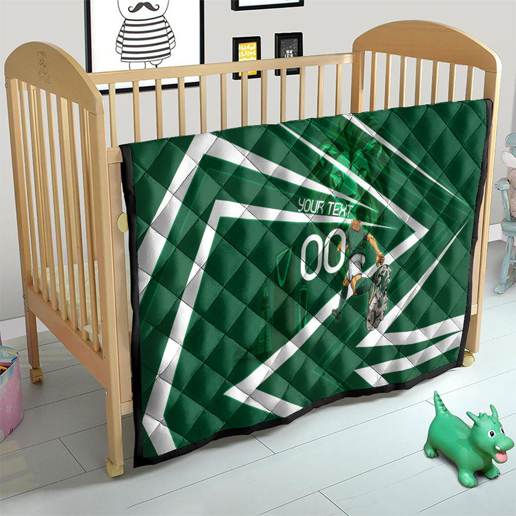 Personalized Saudi Arabia Football Quilt Green Lion Run of Champions