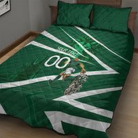Personalized Saudi Arabia Football Quilt Bed Set Green Lion Run of Champions