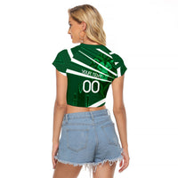 Personalized Saudi Arabia Football Raglan Cropped T Shirt Green Lion Run of Champions