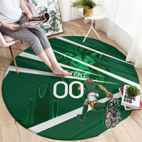 Personalized Saudi Arabia Football Round Carpet Green Lion Run of Champions