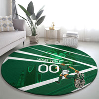 Personalized Saudi Arabia Football Round Carpet Green Lion Run of Champions