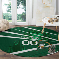 Personalized Saudi Arabia Football Round Carpet Green Lion Run of Champions