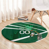 Personalized Saudi Arabia Football Round Carpet Green Lion Run of Champions