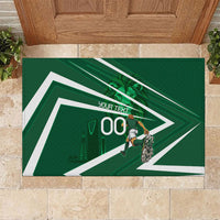 Personalized Saudi Arabia Football Rubber Doormat Green Lion Run of Champions