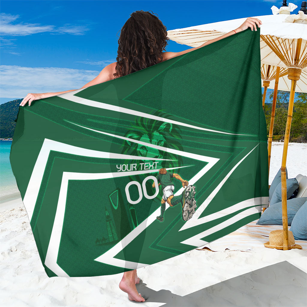 Personalized Saudi Arabia Football Sarong Green Lion Run of Champions