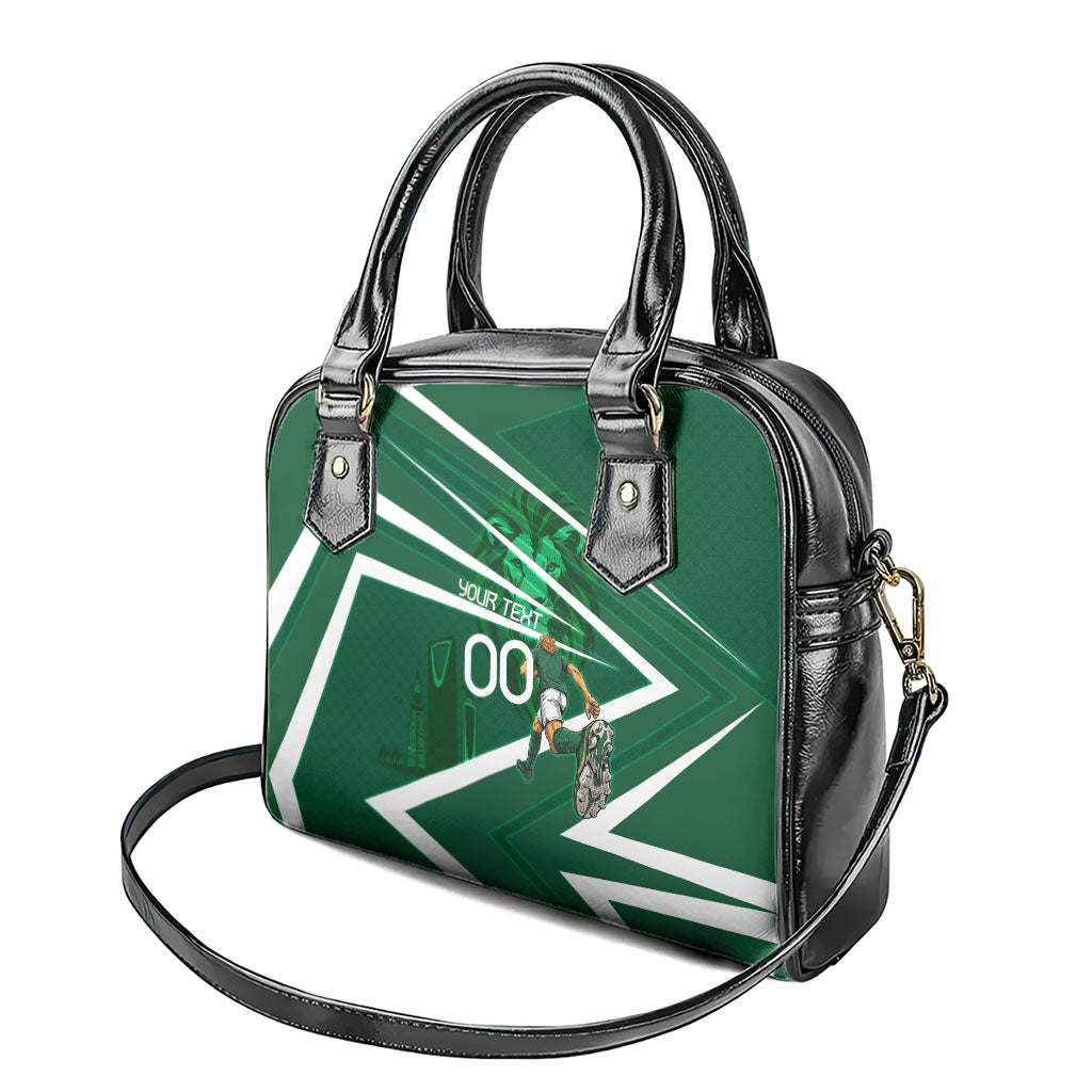 Personalized Saudi Arabia Football Shoulder Handbag Green Lion Run of Champions