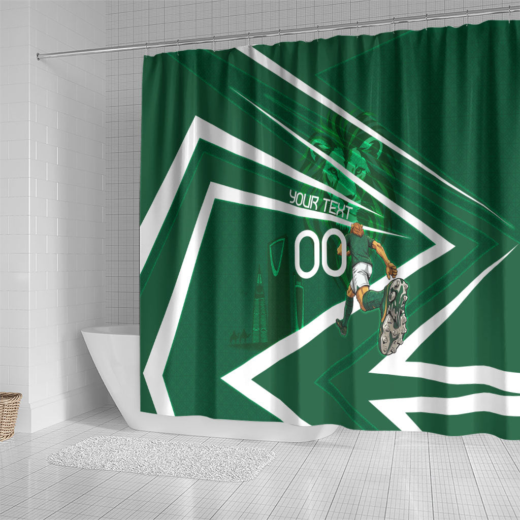 Personalized Saudi Arabia Football Shower Curtain Green Lion Run of Champions