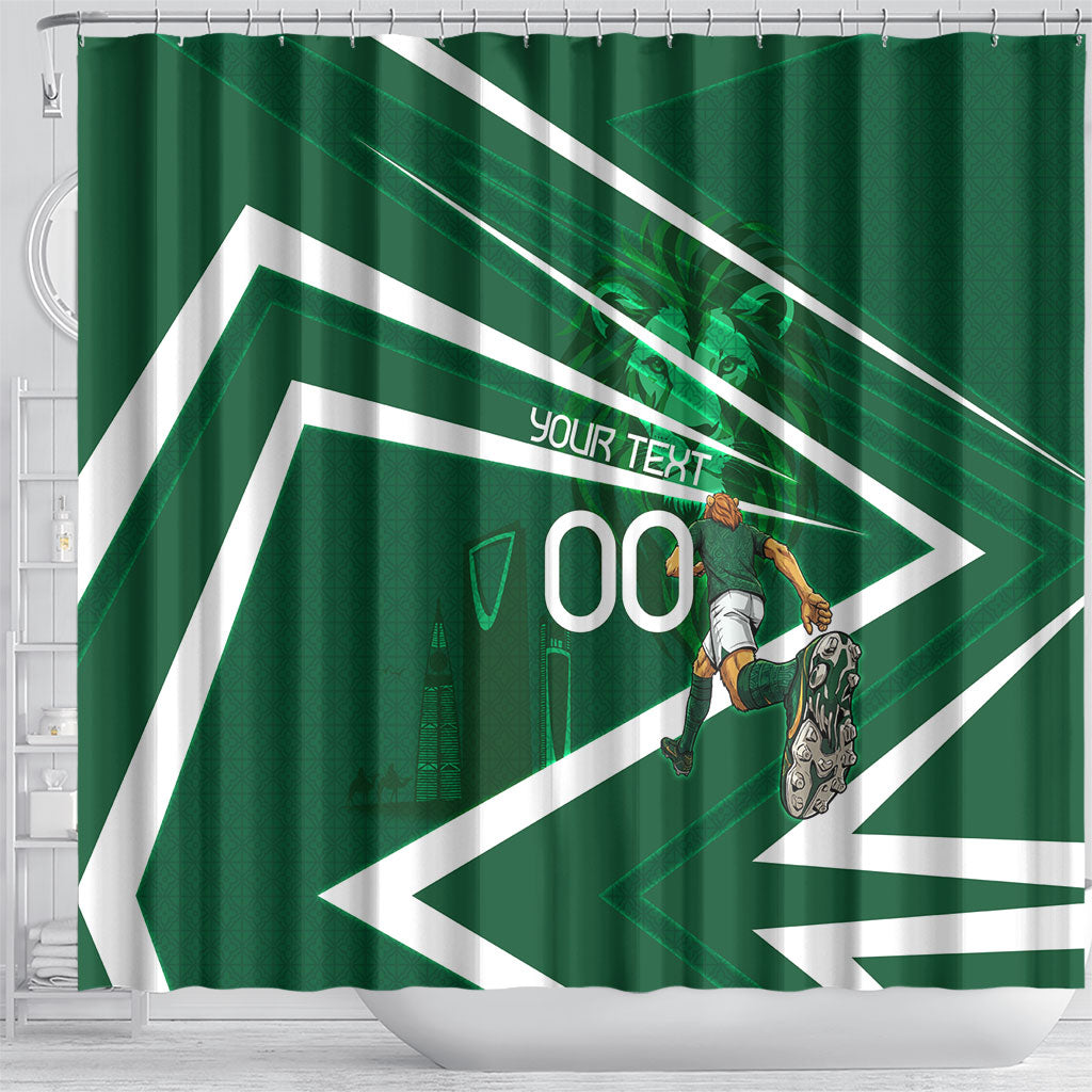 Personalized Saudi Arabia Football Shower Curtain Green Lion Run of Champions