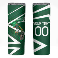 Personalized Saudi Arabia Football Skinny Tumbler Green Lion Run of Champions