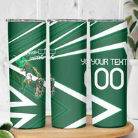 Personalized Saudi Arabia Football Skinny Tumbler Green Lion Run of Champions