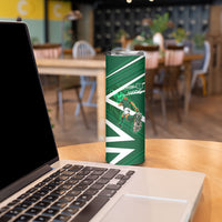 Personalized Saudi Arabia Football Skinny Tumbler Green Lion Run of Champions