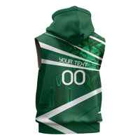 Personalized Saudi Arabia Football Sleeveless Hoodie Green Lion Run of Champions