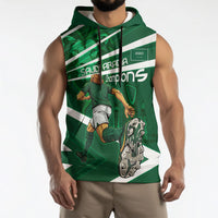 Personalized Saudi Arabia Football Sleeveless Hoodie Green Lion Run of Champions