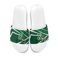 Personalized Saudi Arabia Football Slide Sandals Green Lion Run of Champions