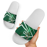 Personalized Saudi Arabia Football Slide Sandals Green Lion Run of Champions