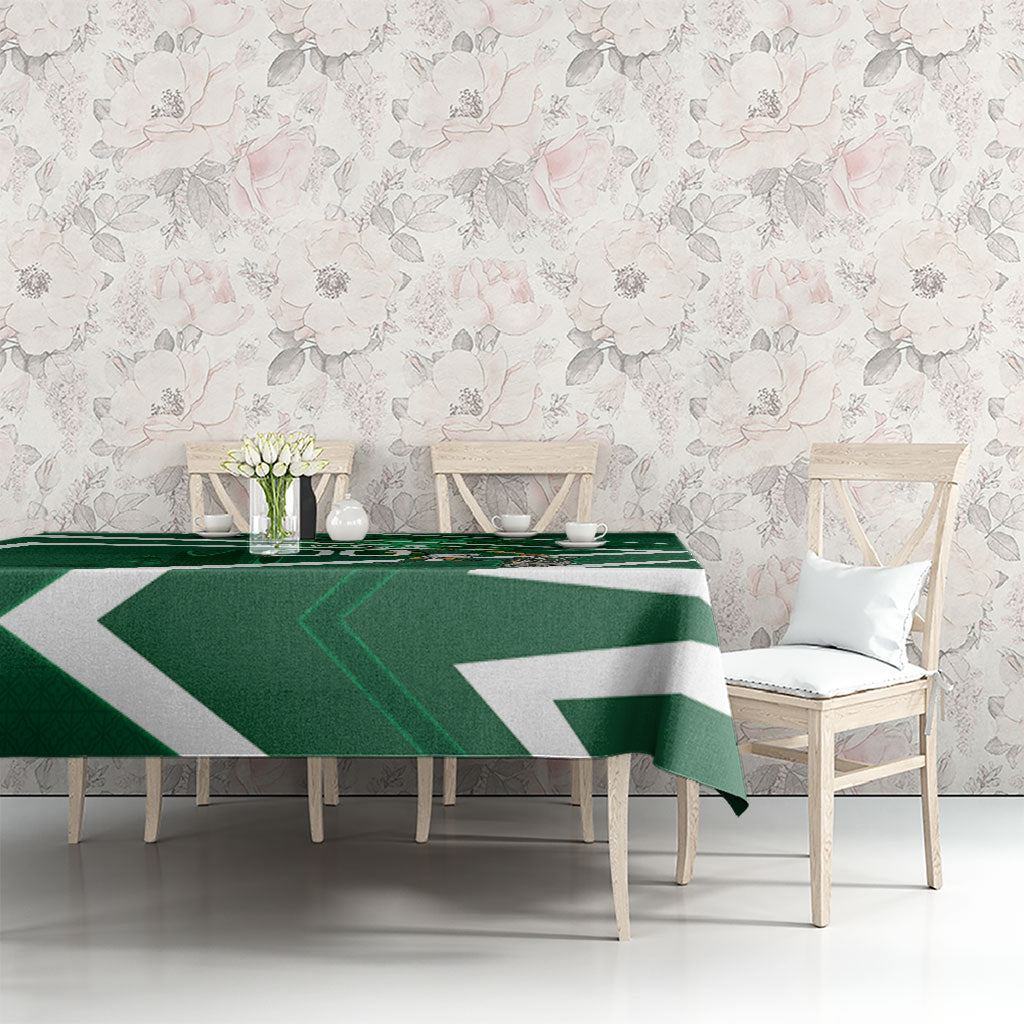 Personalized Saudi Arabia Football Tablecloth Green Lion Run of Champions