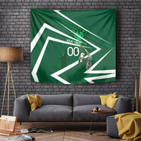 Personalized Saudi Arabia Football Tapestry Green Lion Run of Champions