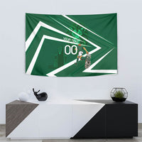 Personalized Saudi Arabia Football Tapestry Green Lion Run of Champions