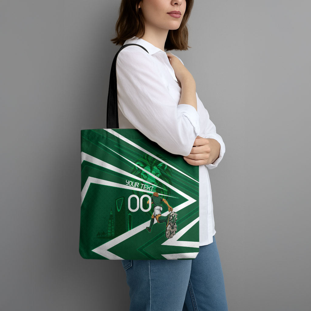 Personalized Saudi Arabia Football Tote Bag Green Lion Run of Champions