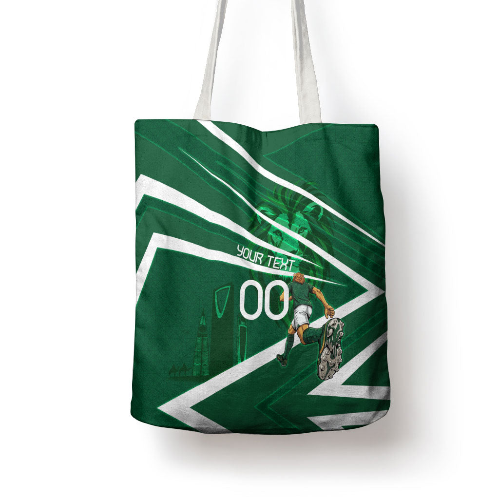 Personalized Saudi Arabia Football Tote Bag Green Lion Run of Champions
