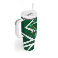 Personalized Saudi Arabia Football Tumbler With Handle Green Lion Run of Champions
