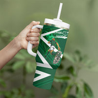 Personalized Saudi Arabia Football Tumbler With Handle Green Lion Run of Champions