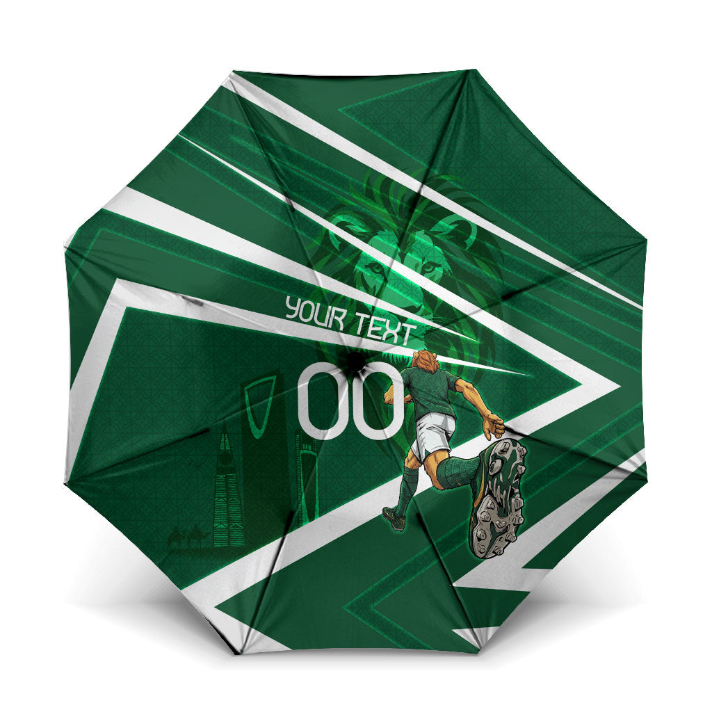Personalized Saudi Arabia Football Umbrella Green Lion Run of Champions