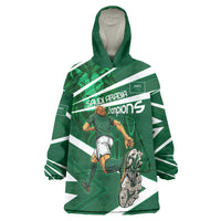 Personalized Saudi Arabia Football Wearable Blanket Hoodie Green Lion Run of Champions