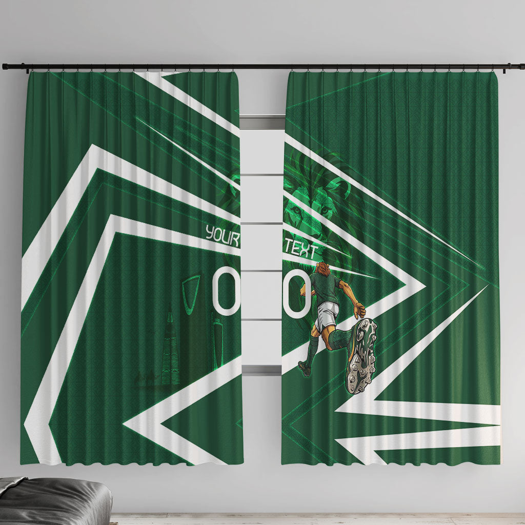 Personalized Saudi Arabia Football Window Curtain Green Lion Run of Champions
