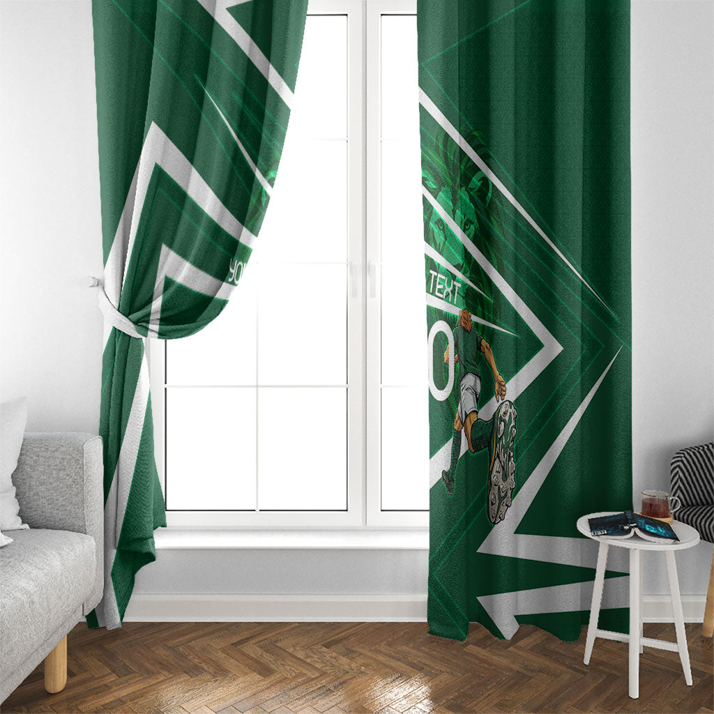 Personalized Saudi Arabia Football Window Curtain Green Lion Run of Champions