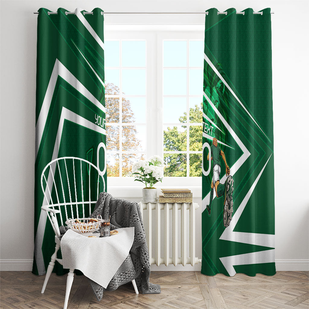 Personalized Saudi Arabia Football Window Curtain Green Lion Run of Champions