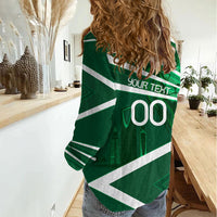 Personalized Saudi Arabia Football Women Casual Shirt Green Lion Run of Champions