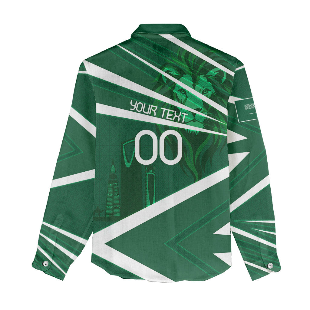 Personalized Saudi Arabia Football Women Casual Shirt Green Lion Run of Champions