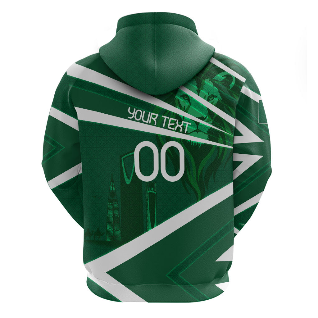 Personalized Saudi Arabia Football Zip Hoodie Green Lion Run of Champions