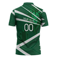 Personalized Saudi Arabia Football Zipper Polo Shirt Green Lion Run of Champions