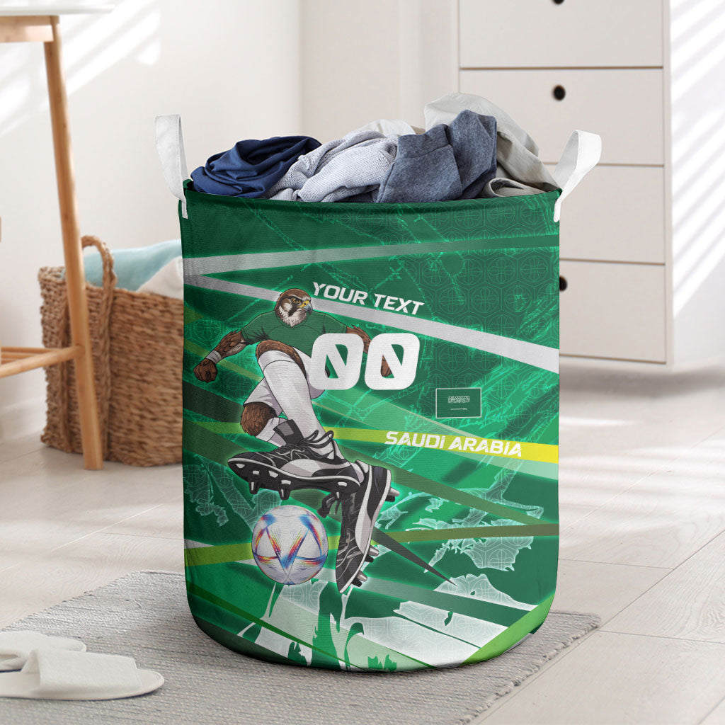 Personalized Saudi Arabia Football Laundry Basket Green Falcon National Pride Mascot
