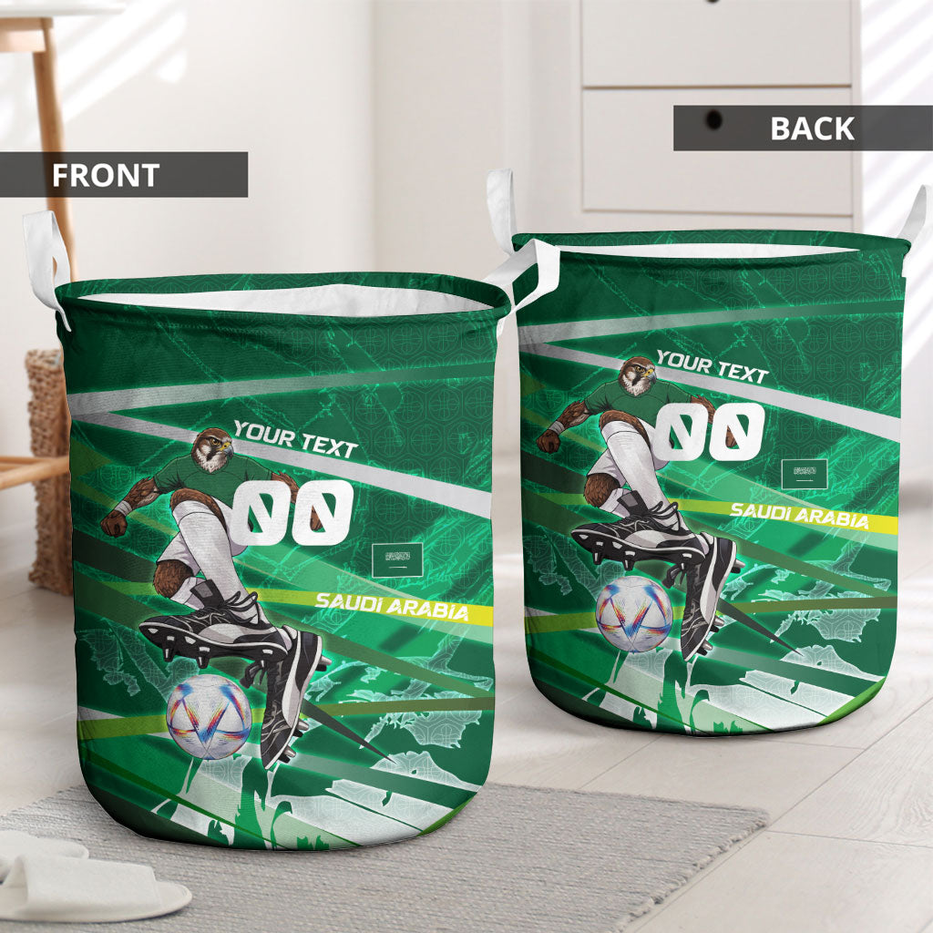 Personalized Saudi Arabia Football Laundry Basket Green Falcon National Pride Mascot