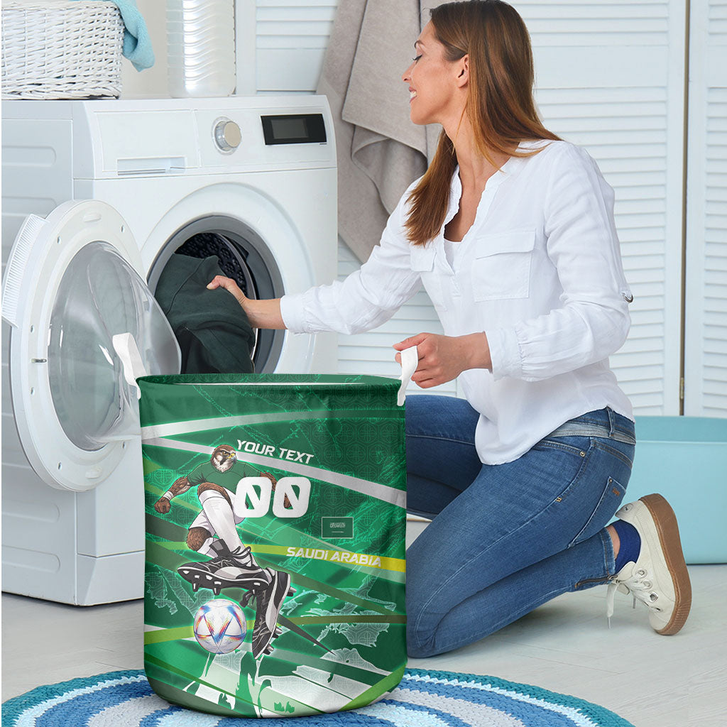 Personalized Saudi Arabia Football Laundry Basket Green Falcon National Pride Mascot