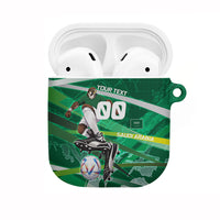 Personalized Saudi Arabia Football AirPods Case Green Falcon National Pride Mascot