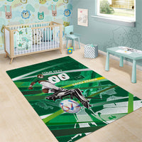 Personalized Saudi Arabia Football Area Rug Green Falcon National Pride Mascot