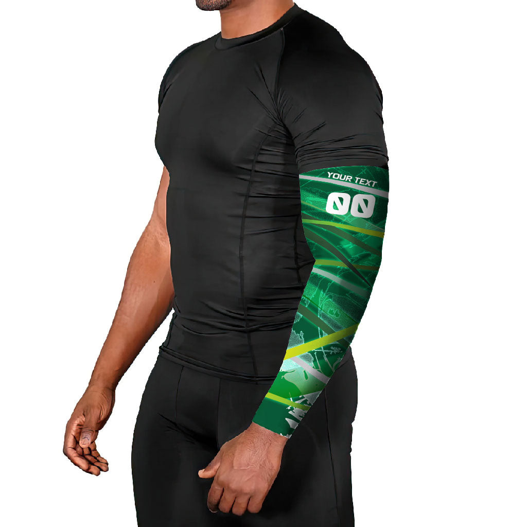 Personalized Saudi Arabia Football Arm Sleeves Green Falcon National Pride Mascot
