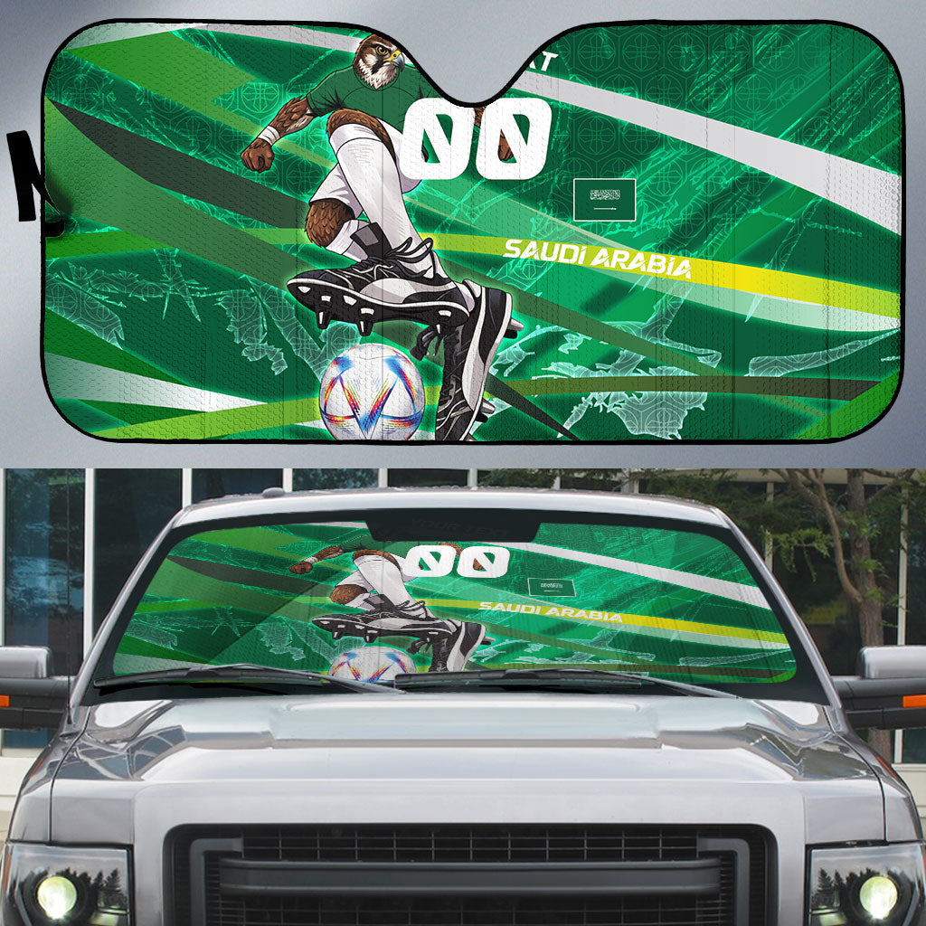 Personalized Saudi Arabia Football Auto Sun Shade Green Falcon National Pride Mascot