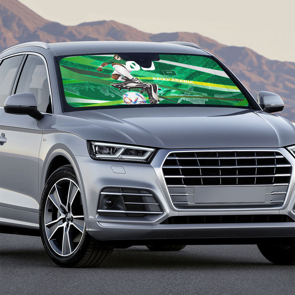 Personalized Saudi Arabia Football Auto Sun Shade Green Falcon National Pride Mascot
