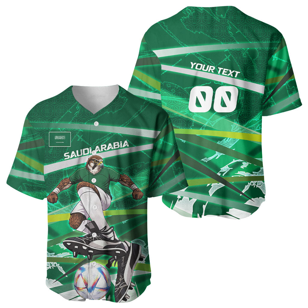 Personalized Saudi Arabia Football Baseball Jersey Green Falcon National Pride Mascot
