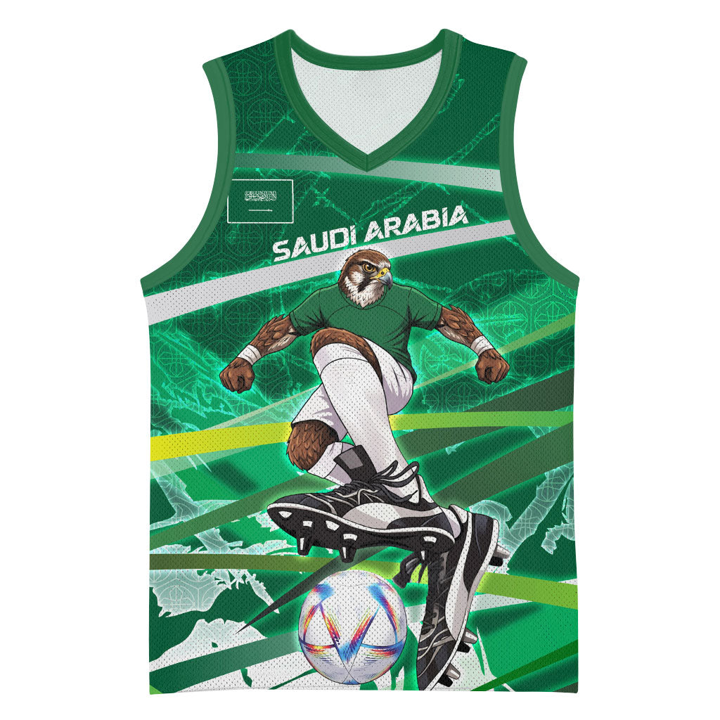 Personalized Saudi Arabia Football Basketball Jersey Green Falcon National Pride Mascot