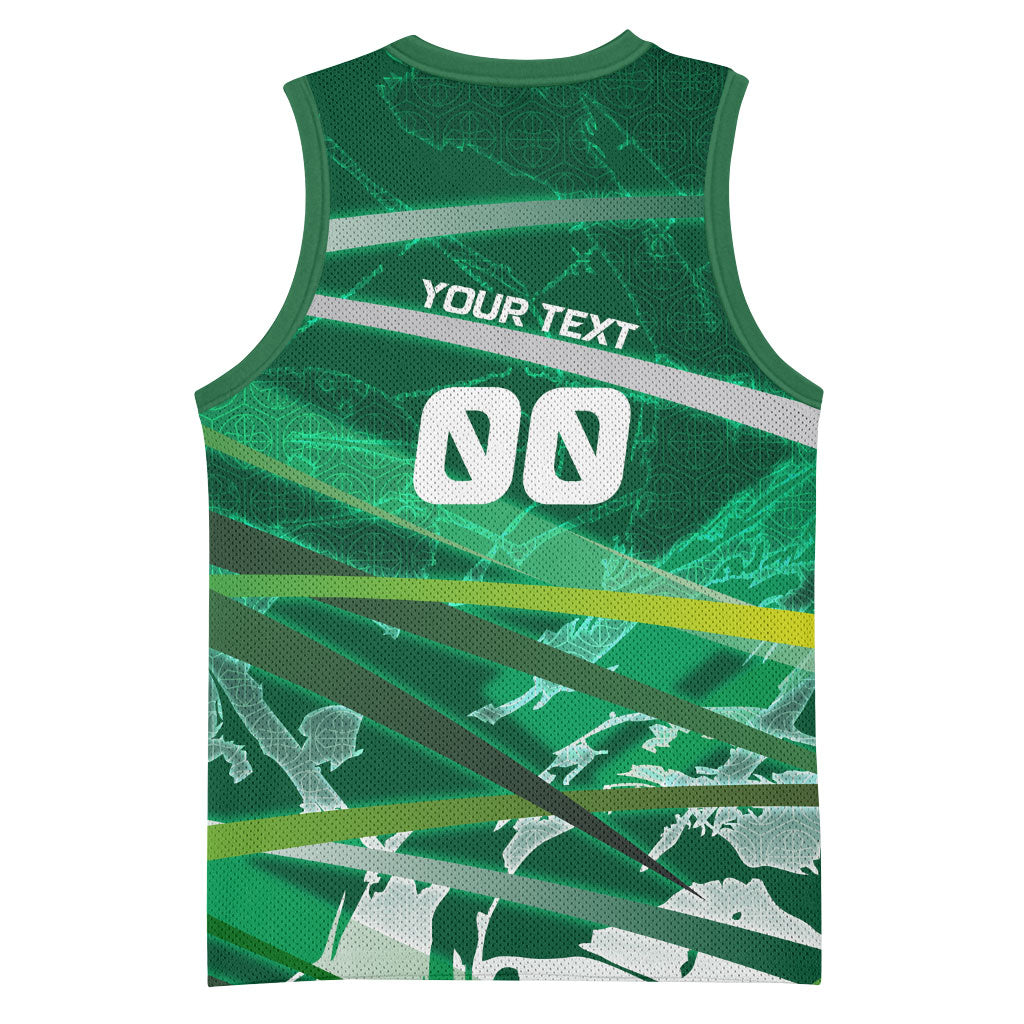 Personalized Saudi Arabia Football Basketball Jersey Green Falcon National Pride Mascot