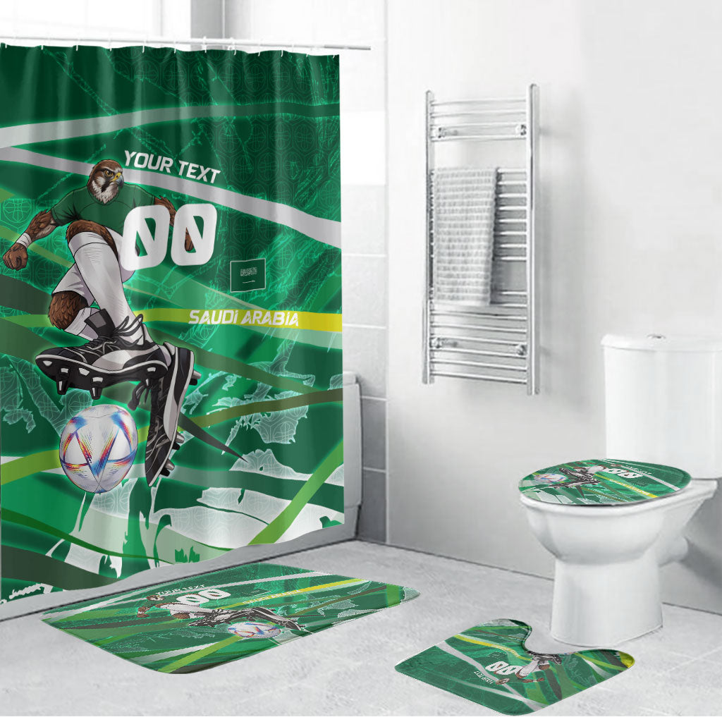 Personalized Saudi Arabia Football Bathroom Set Green Falcon National Pride Mascot