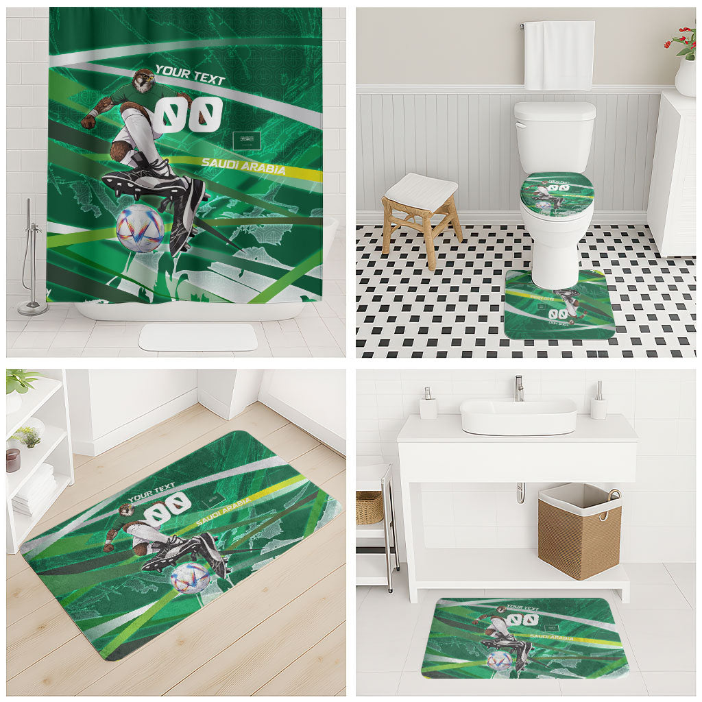 Personalized Saudi Arabia Football Bathroom Set Green Falcon National Pride Mascot