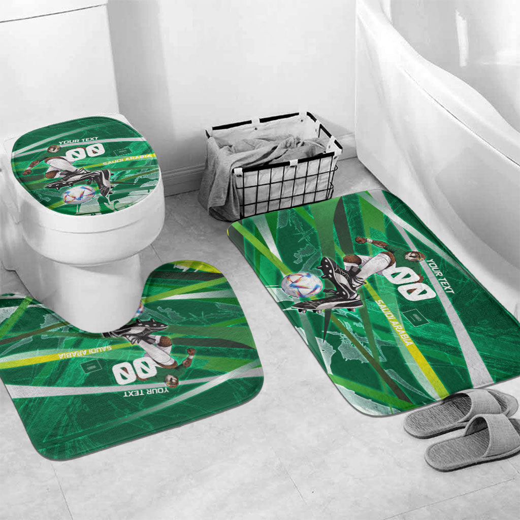 Personalized Saudi Arabia Football Bathroom Set Green Falcon National Pride Mascot