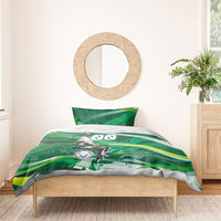 Personalized Saudi Arabia Football Bedding Set Green Falcon National Pride Mascot